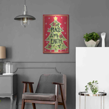 Luxe Metal Art 'Peace on Earth Tree' by Annie LaPoint, Metal Wall Art,16x24