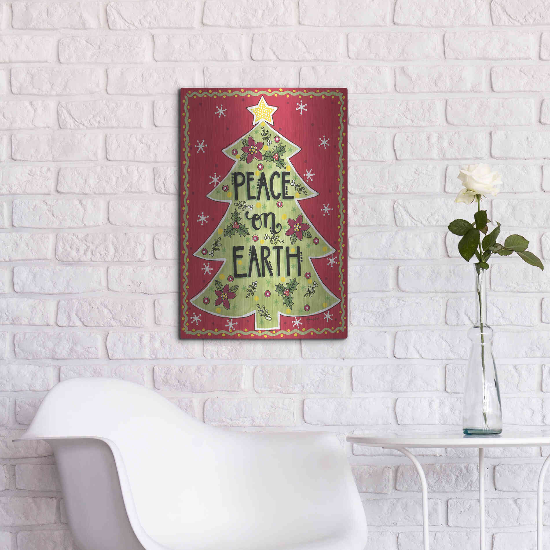 Luxe Metal Art 'Peace on Earth Tree' by Annie LaPoint, Metal Wall Art,16x24