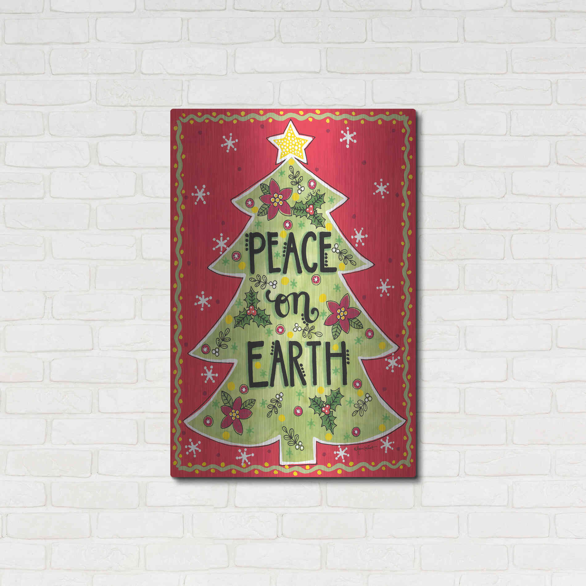 Luxe Metal Art 'Peace on Earth Tree' by Annie LaPoint, Metal Wall Art,24x36
