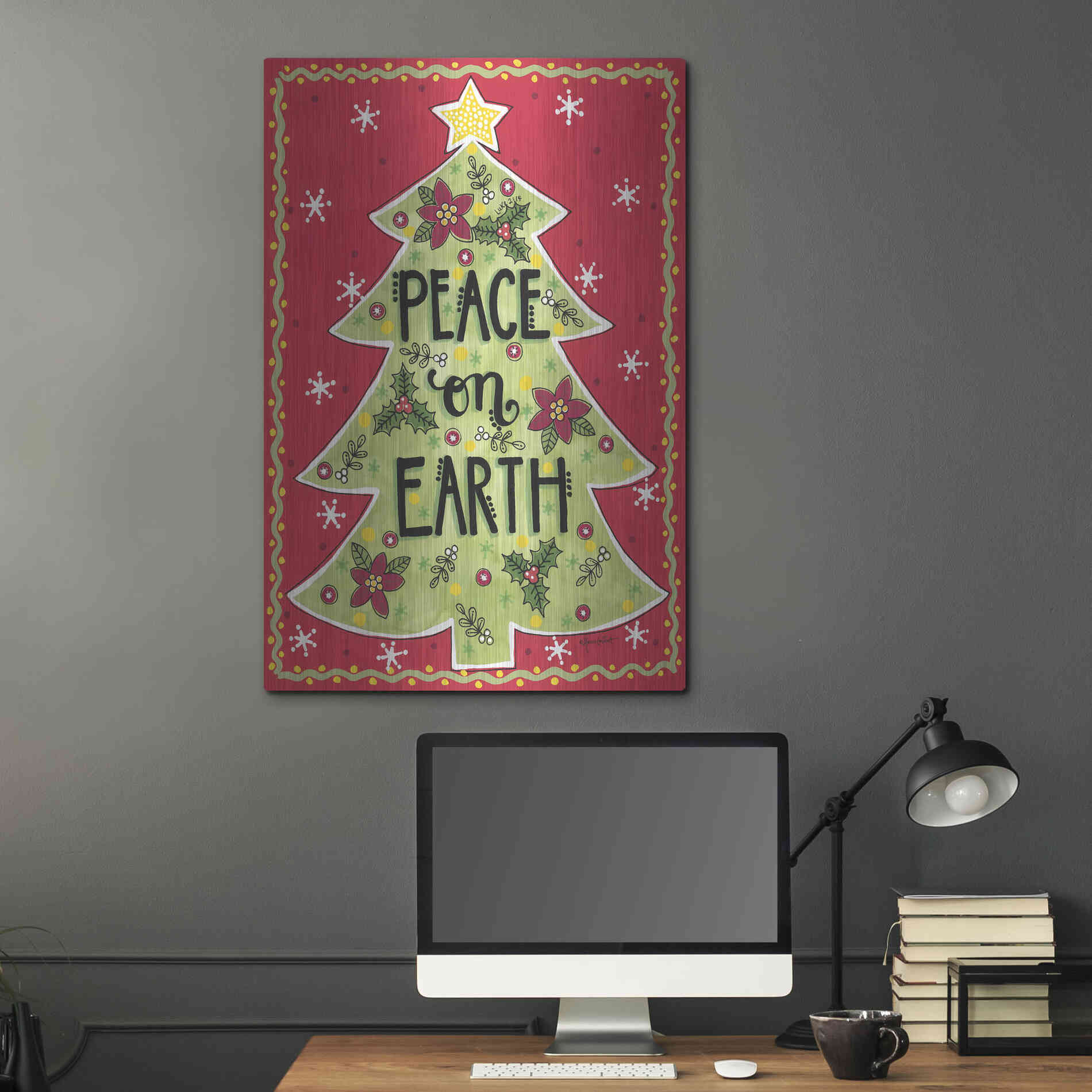 Luxe Metal Art 'Peace on Earth Tree' by Annie LaPoint, Metal Wall Art,24x36