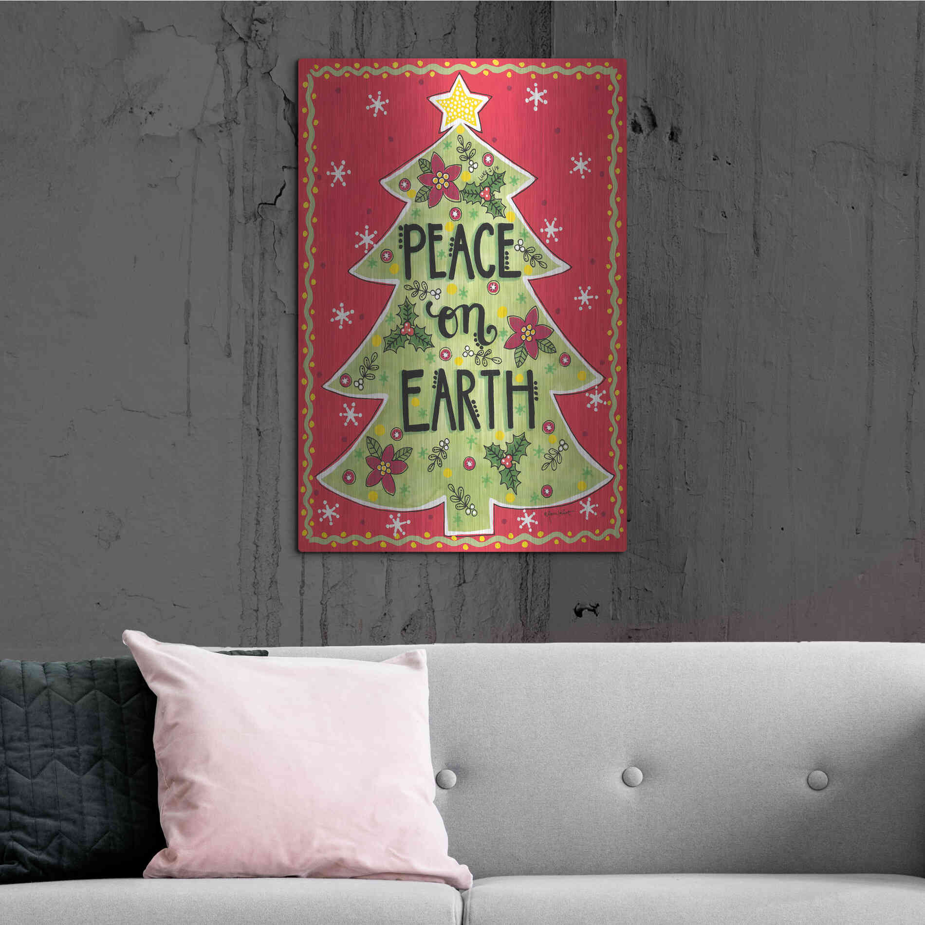Luxe Metal Art 'Peace on Earth Tree' by Annie LaPoint, Metal Wall Art,24x36