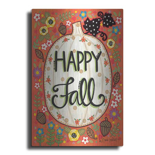 Luxe Metal Art 'Happy Fall Pumpkin' by Annie LaPoint, Metal Wall Art