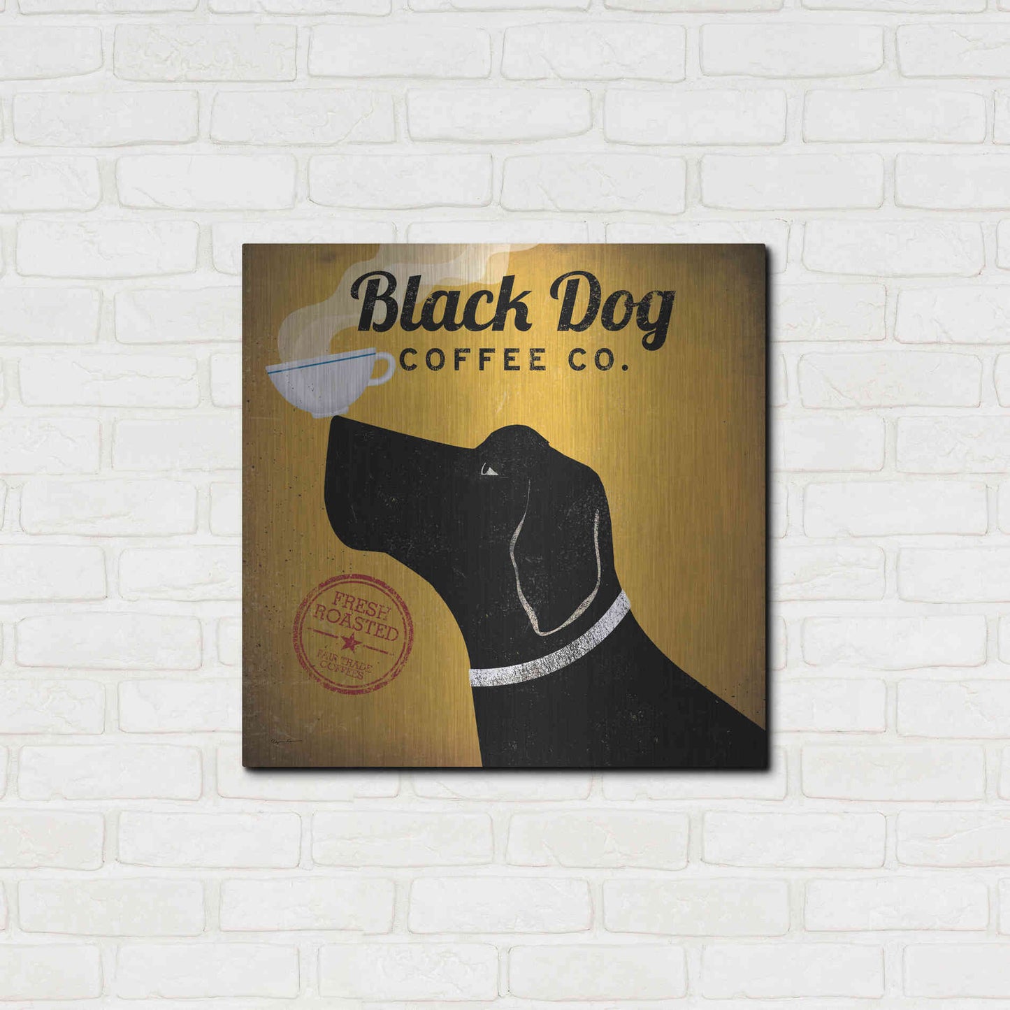 Luxe Metal Art 'Black Dog Coffee Co' by Ryan Fowler, Metal Wall Art,24x24