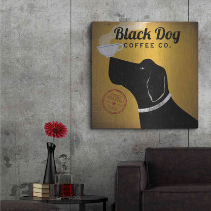 Luxe Metal Art 'Black Dog Coffee Co' by Ryan Fowler, Metal Wall Art,36x36