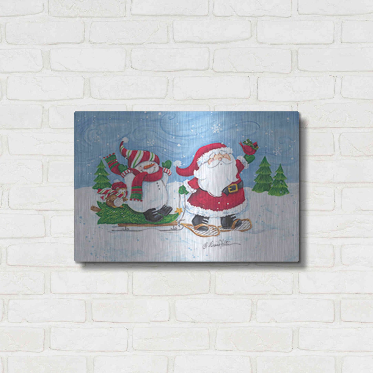 Luxe Metal Art 'Getting the Christmas Tree' by Diane Kater, Metal Wall Art,24x16