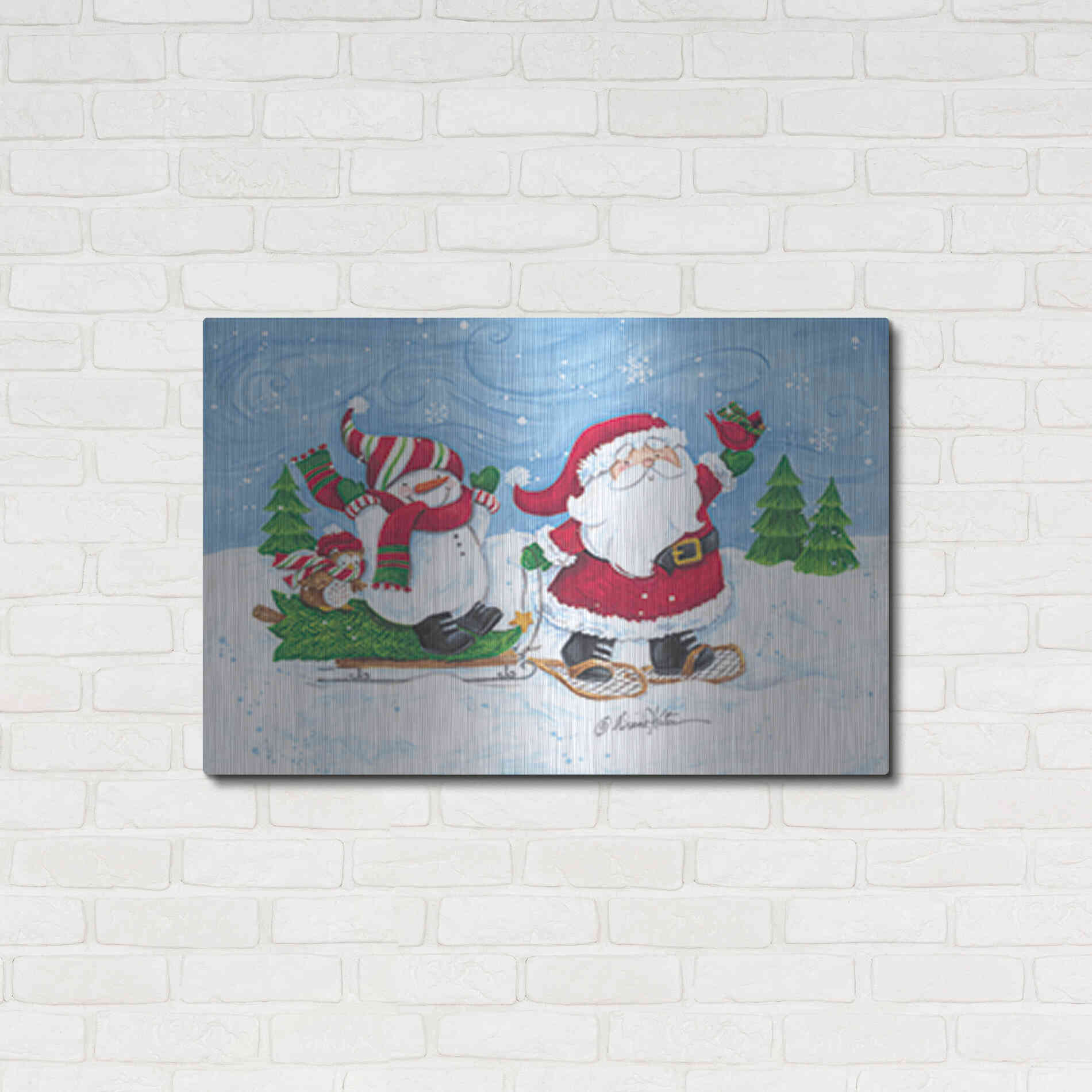 Luxe Metal Art 'Getting the Christmas Tree' by Diane Kater, Metal Wall Art,36x24