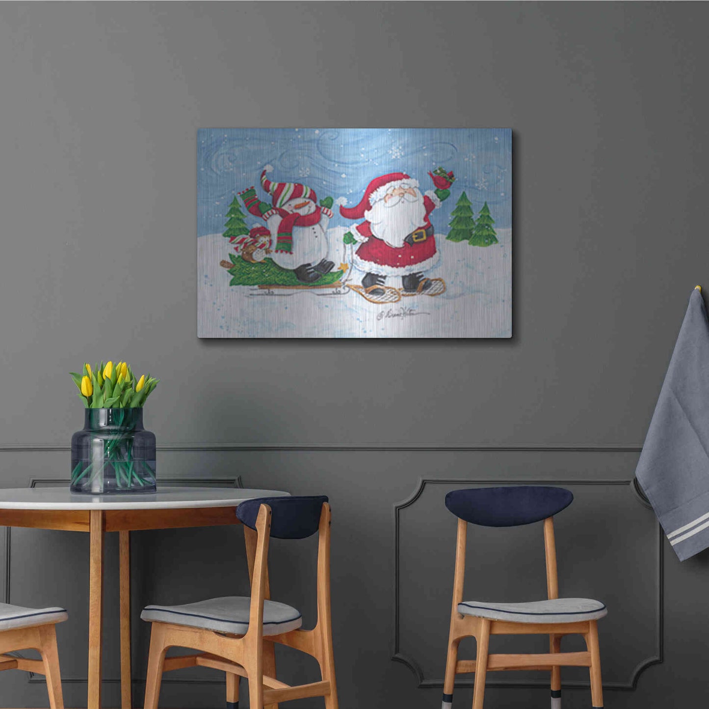 Luxe Metal Art 'Getting the Christmas Tree' by Diane Kater, Metal Wall Art,36x24