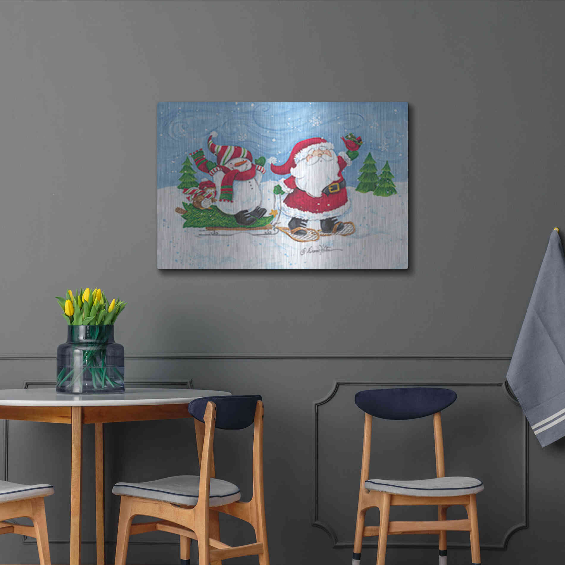 Luxe Metal Art 'Getting the Christmas Tree' by Diane Kater, Metal Wall Art,36x24