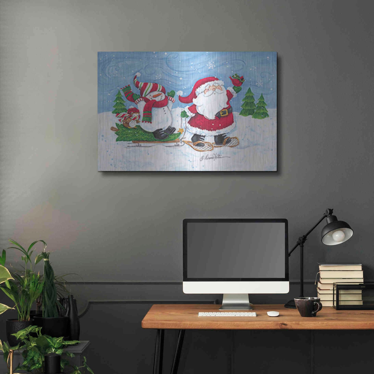 Luxe Metal Art 'Getting the Christmas Tree' by Diane Kater, Metal Wall Art,36x24