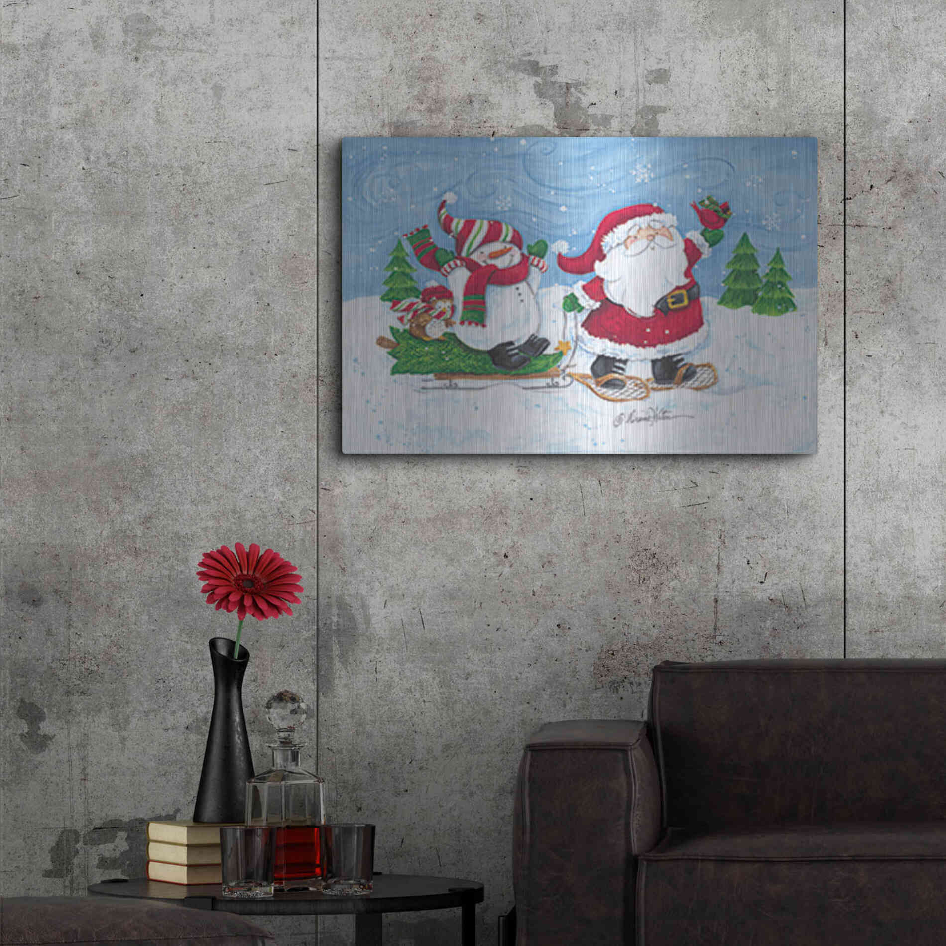 Luxe Metal Art 'Getting the Christmas Tree' by Diane Kater, Metal Wall Art,36x24