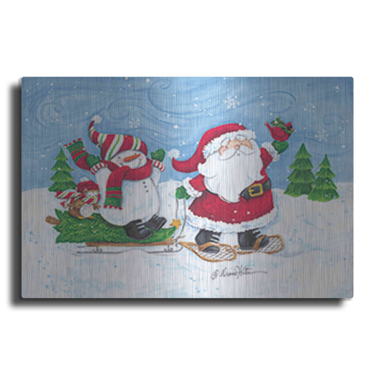 Luxe Metal Art 'Getting the Christmas Tree' by Diane Kater, Metal Wall Art