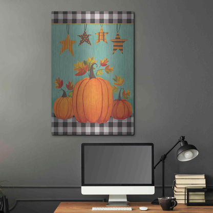 Luxe Metal Art 'Pumpkins & Stars' by Bernadette Deming, Metal Wall Art,24x36