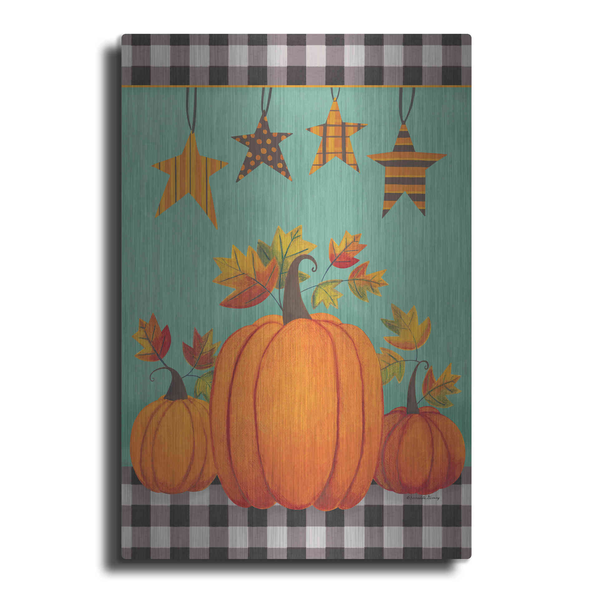 Luxe Metal Art 'Pumpkins & Stars' by Bernadette Deming, Metal Wall Art