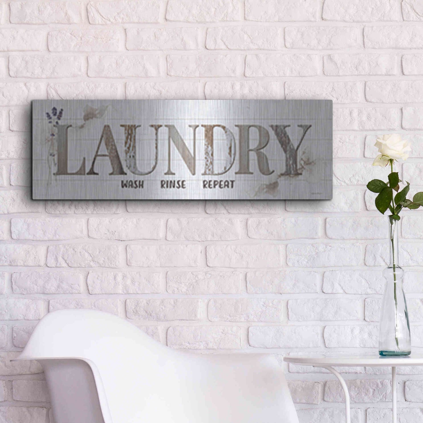 Luxe Metal Art 'Laundry' by Susie Boyer, Metal Wall Art,36x12
