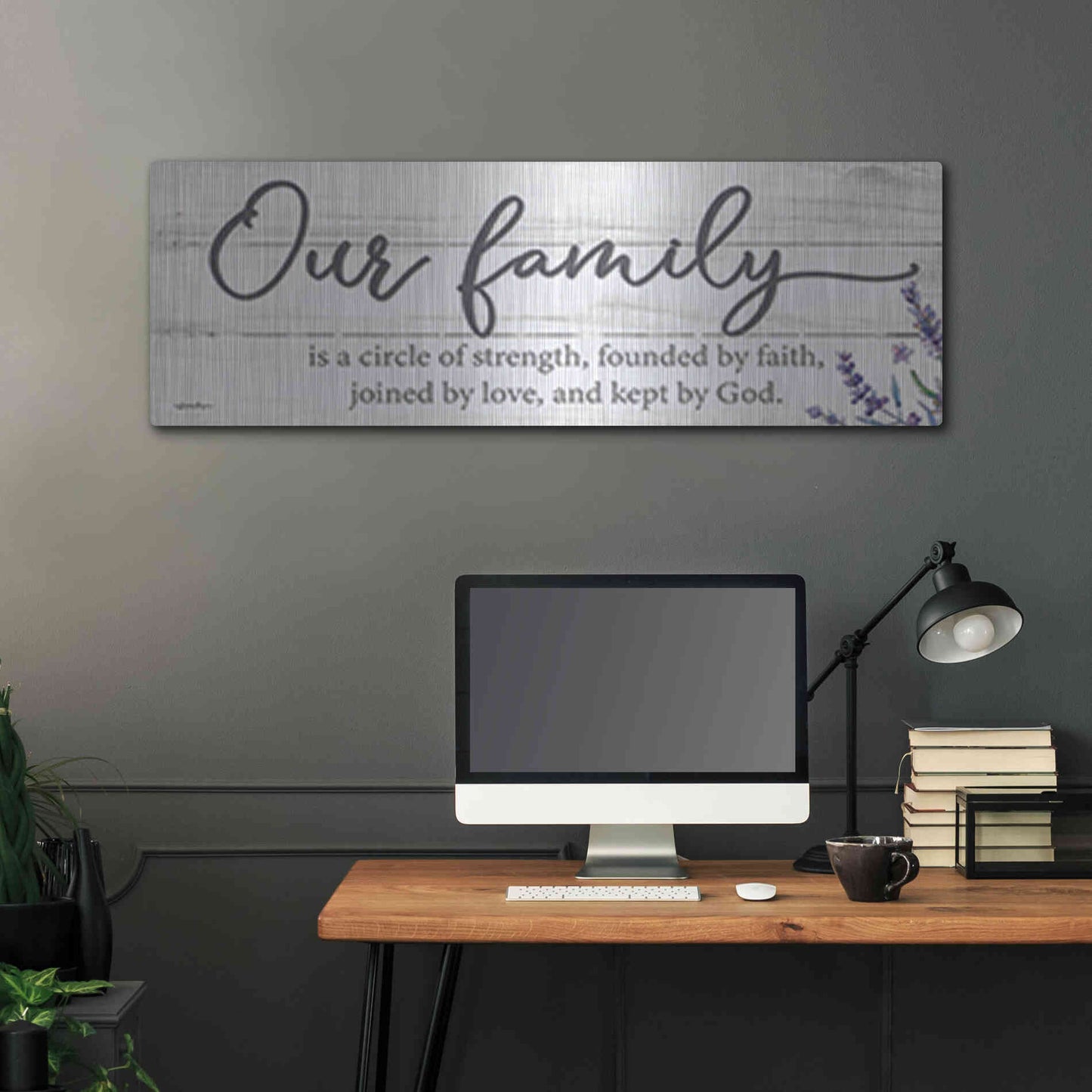 Luxe Metal Art 'Our Family' by Susie Boyer, Metal Wall Art,48x16