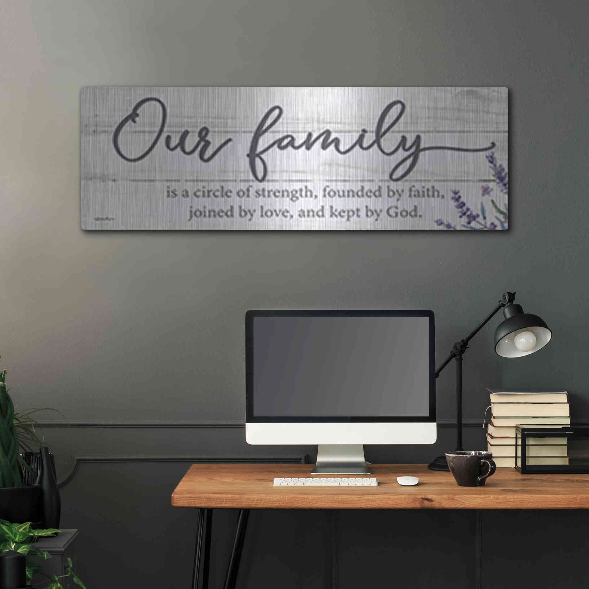 Luxe Metal Art 'Our Family' by Susie Boyer, Metal Wall Art,48x16