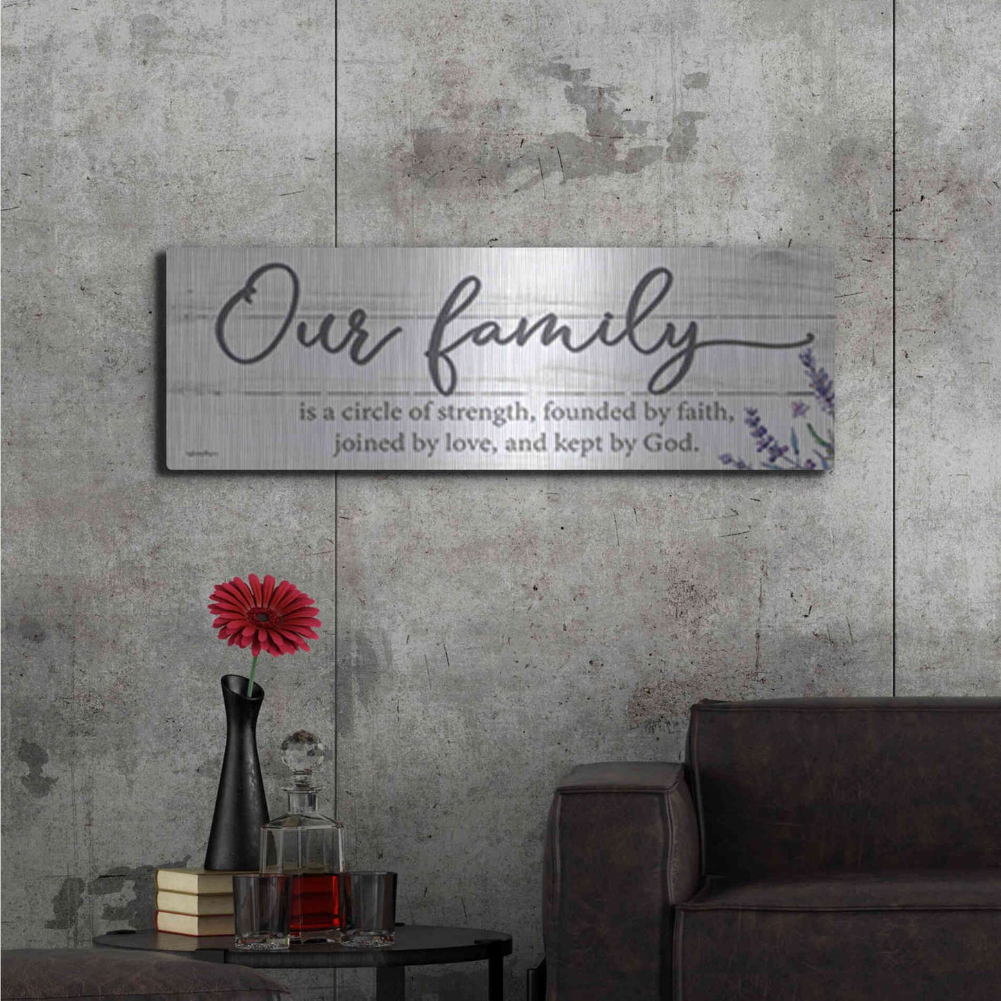 Luxe Metal Art 'Our Family' by Susie Boyer, Metal Wall Art,48x16