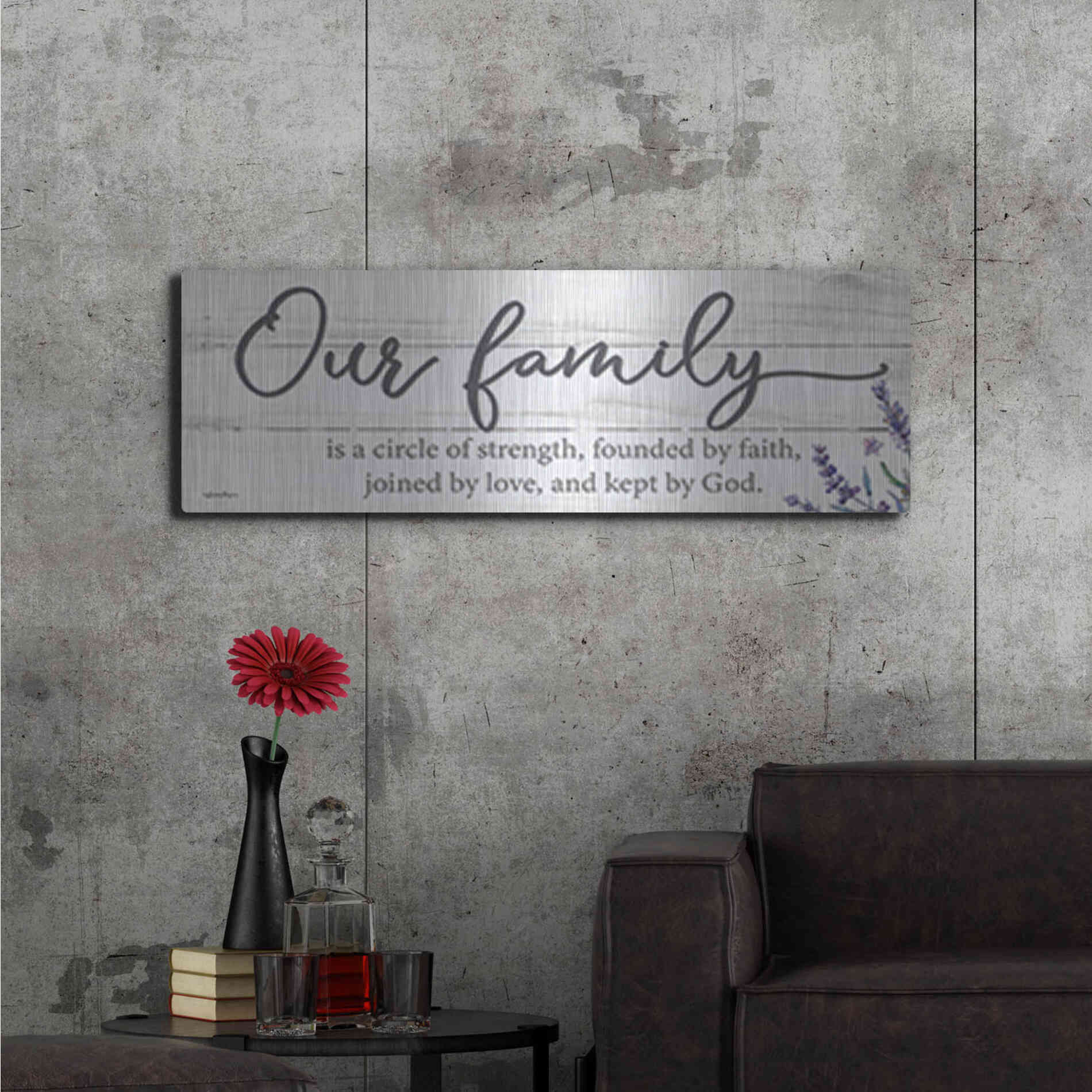 Luxe Metal Art 'Our Family' by Susie Boyer, Metal Wall Art,48x16