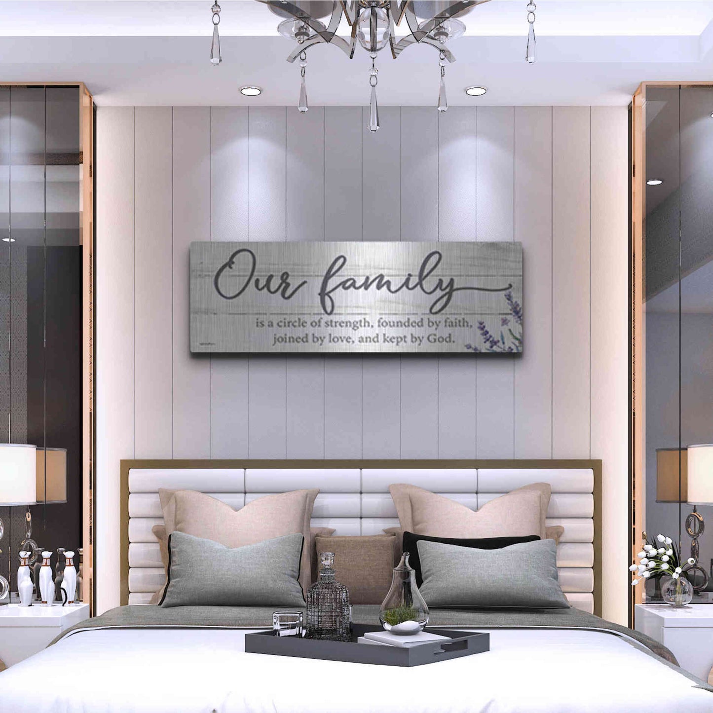 Luxe Metal Art 'Our Family' by Susie Boyer, Metal Wall Art,48x16