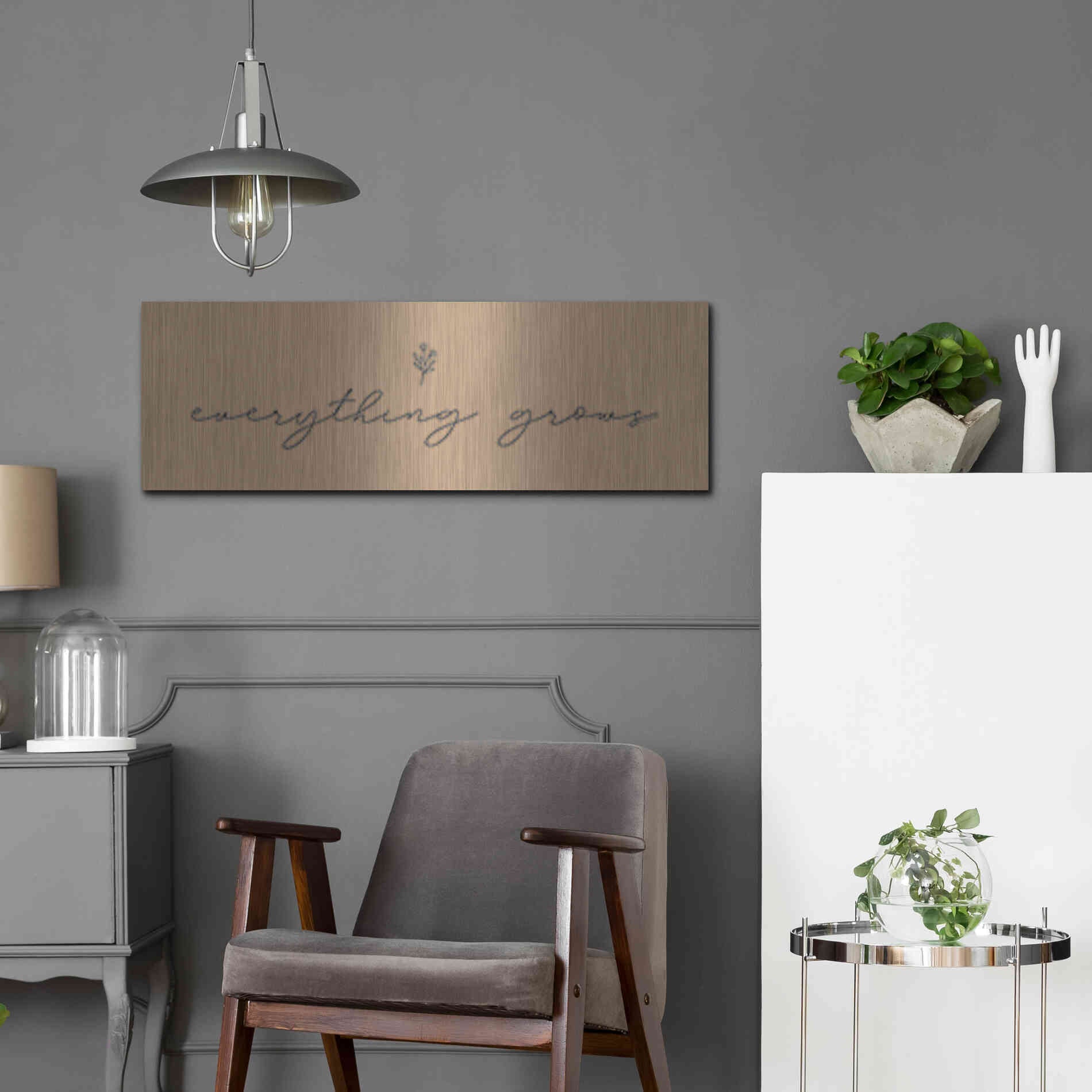 Luxe Metal Art 'Everything Grows' by Lady Louise Designs, Metal Wall Art,36x12