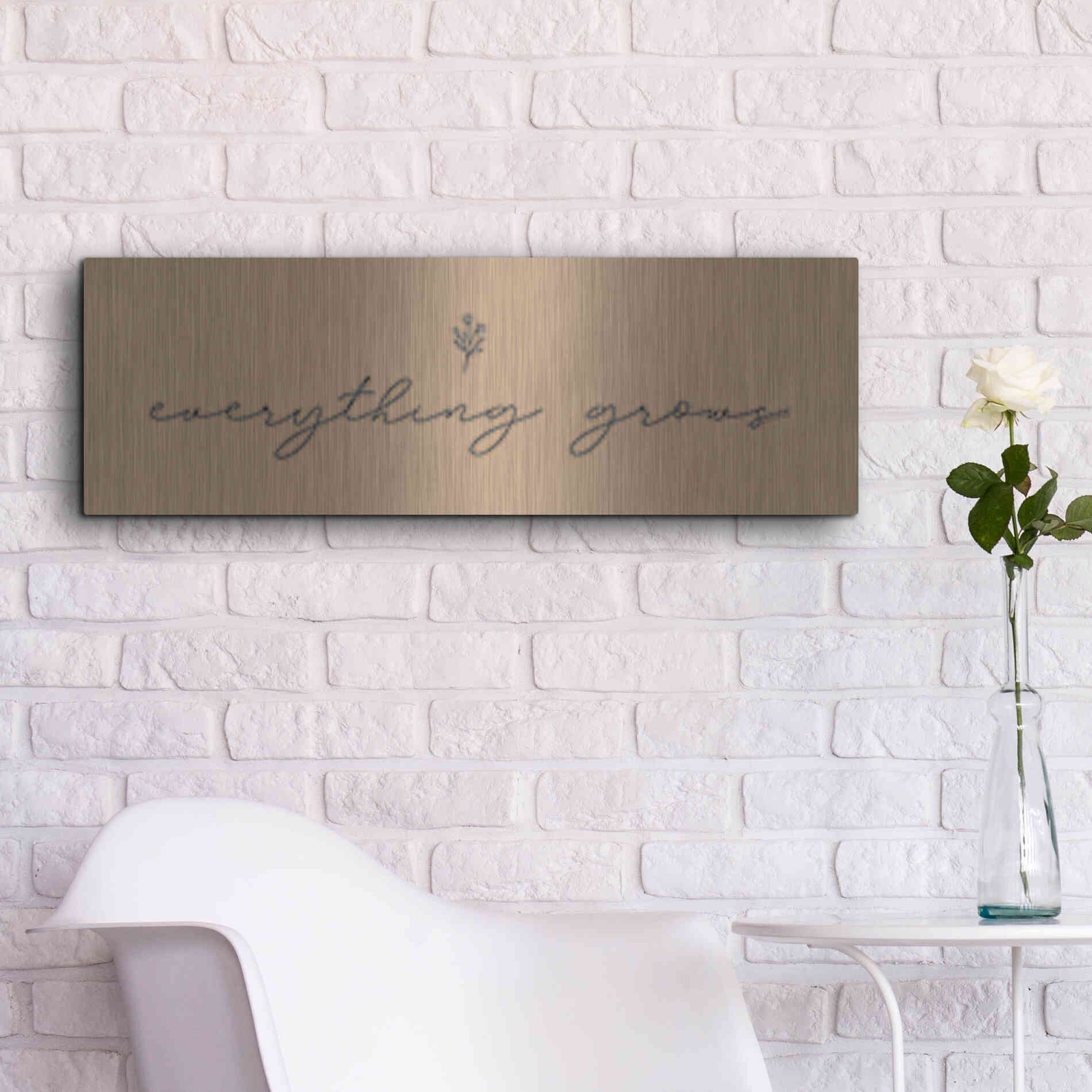 Luxe Metal Art 'Everything Grows' by Lady Louise Designs, Metal Wall Art,36x12