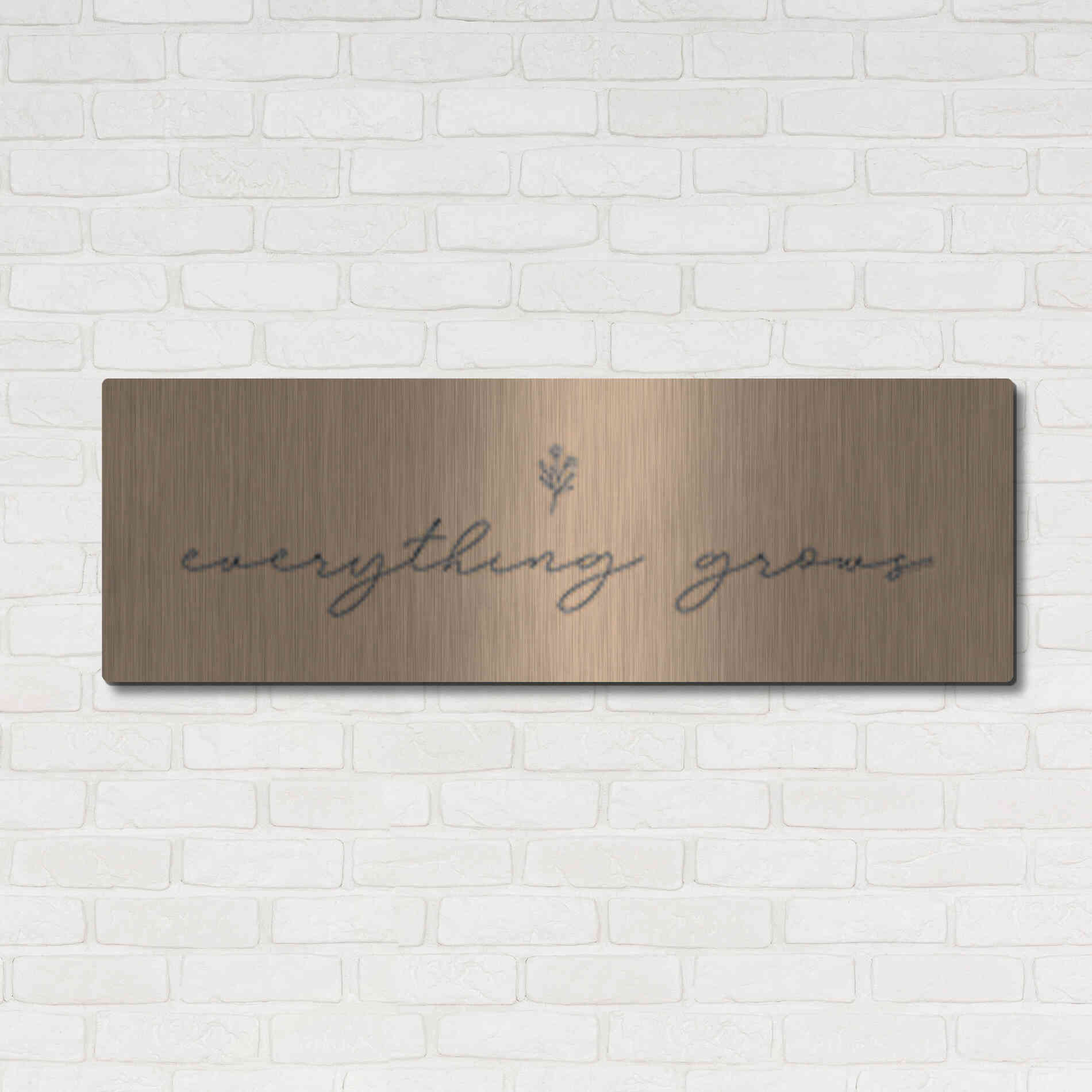 Luxe Metal Art 'Everything Grows' by Lady Louise Designs, Metal Wall Art,48x16
