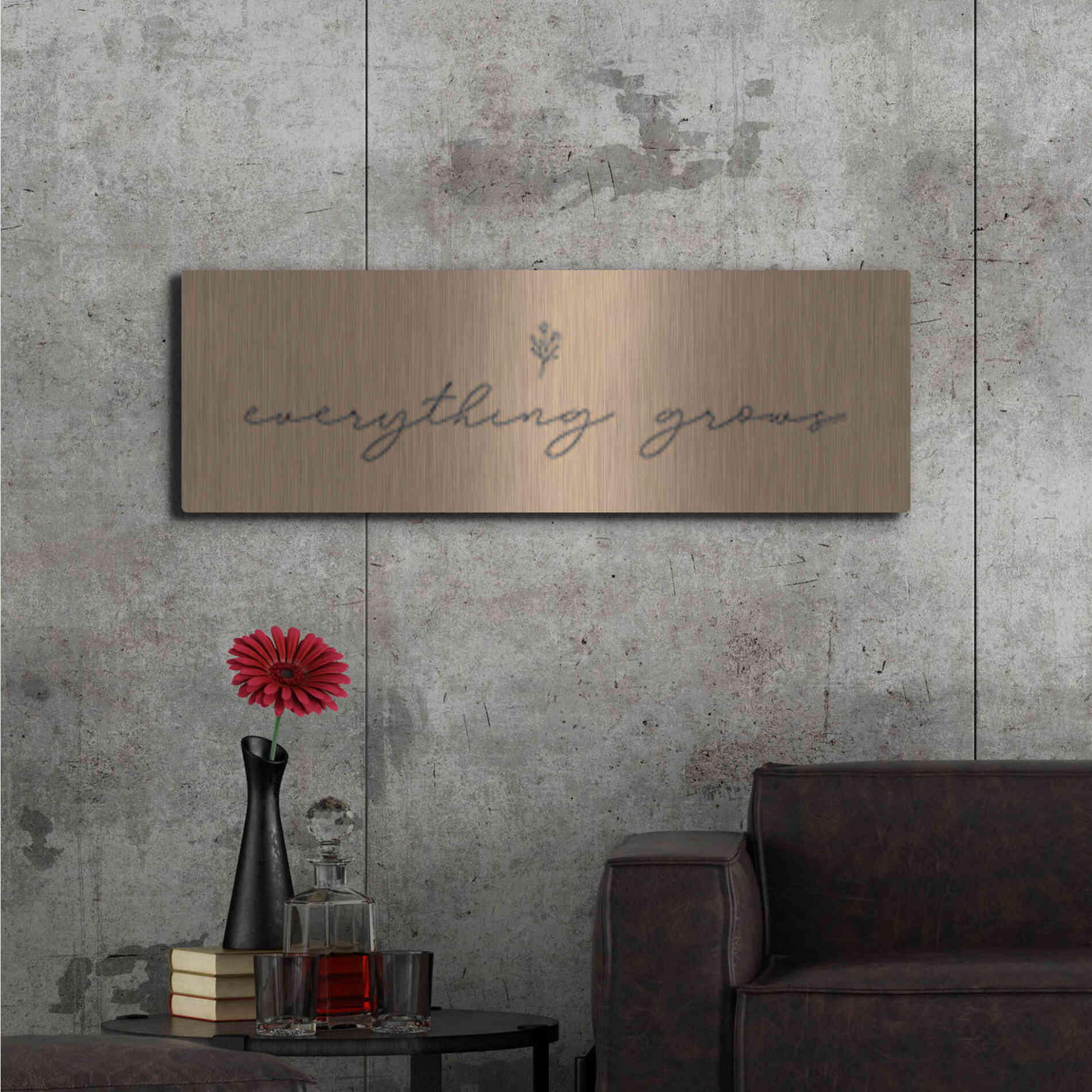 Luxe Metal Art 'Everything Grows' by Lady Louise Designs, Metal Wall Art,48x16
