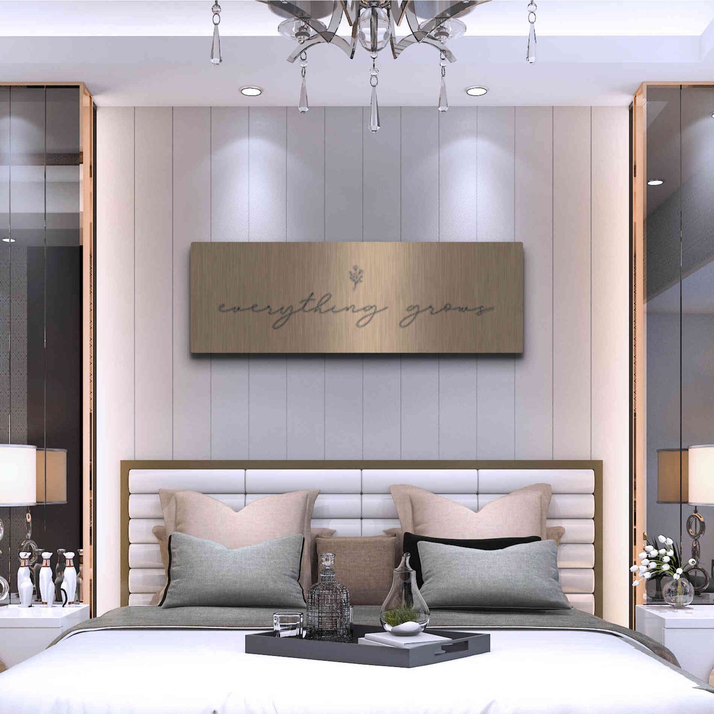 Luxe Metal Art 'Everything Grows' by Lady Louise Designs, Metal Wall Art,48x16