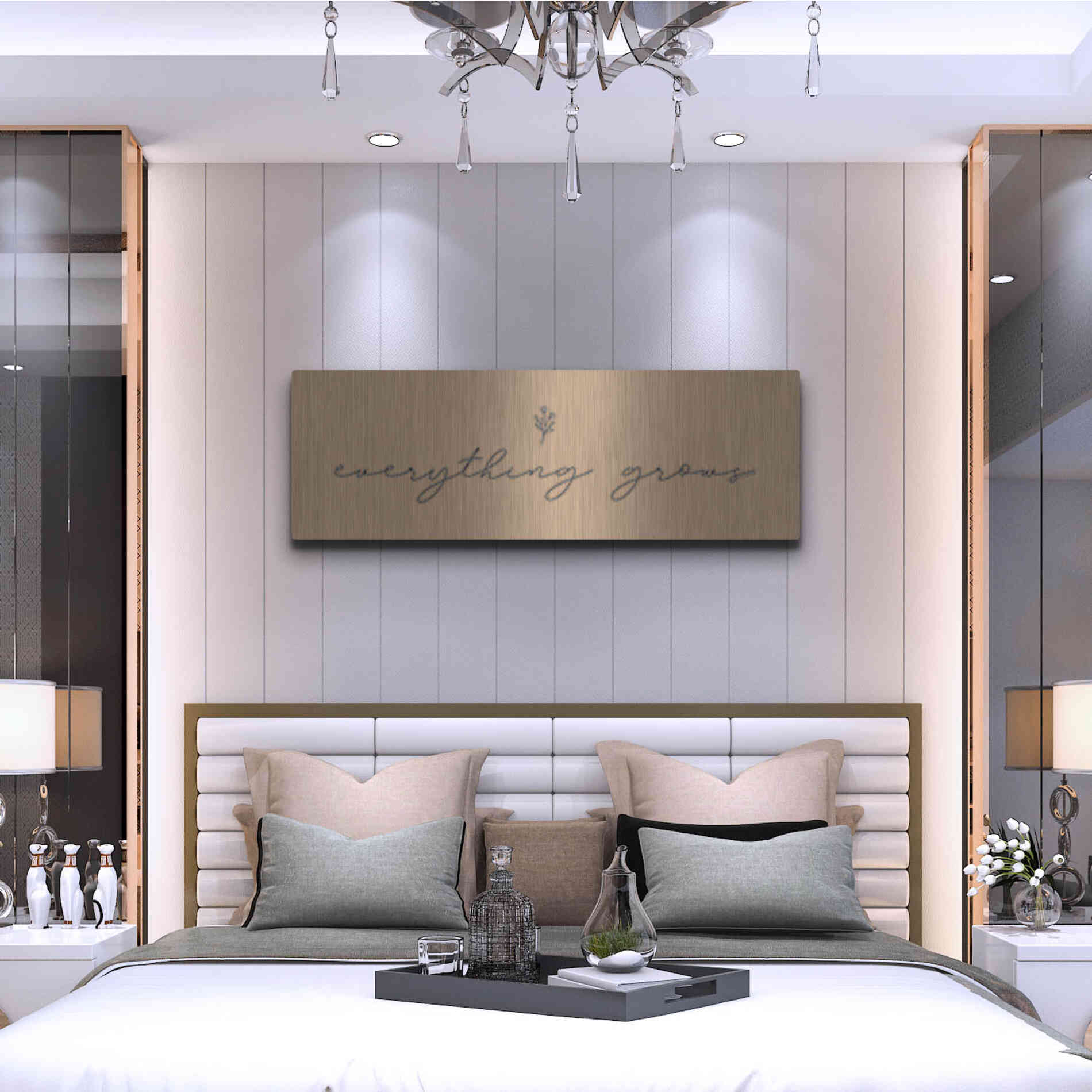 Luxe Metal Art 'Everything Grows' by Lady Louise Designs, Metal Wall Art,48x16