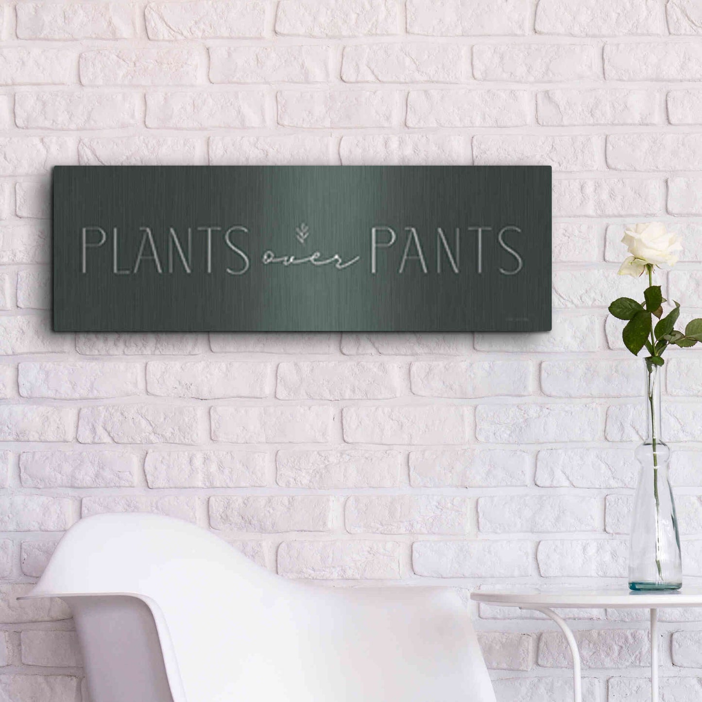 Luxe Metal Art 'Plants Over Pants' by Lady Louise Designs, Metal Wall Art,36x12