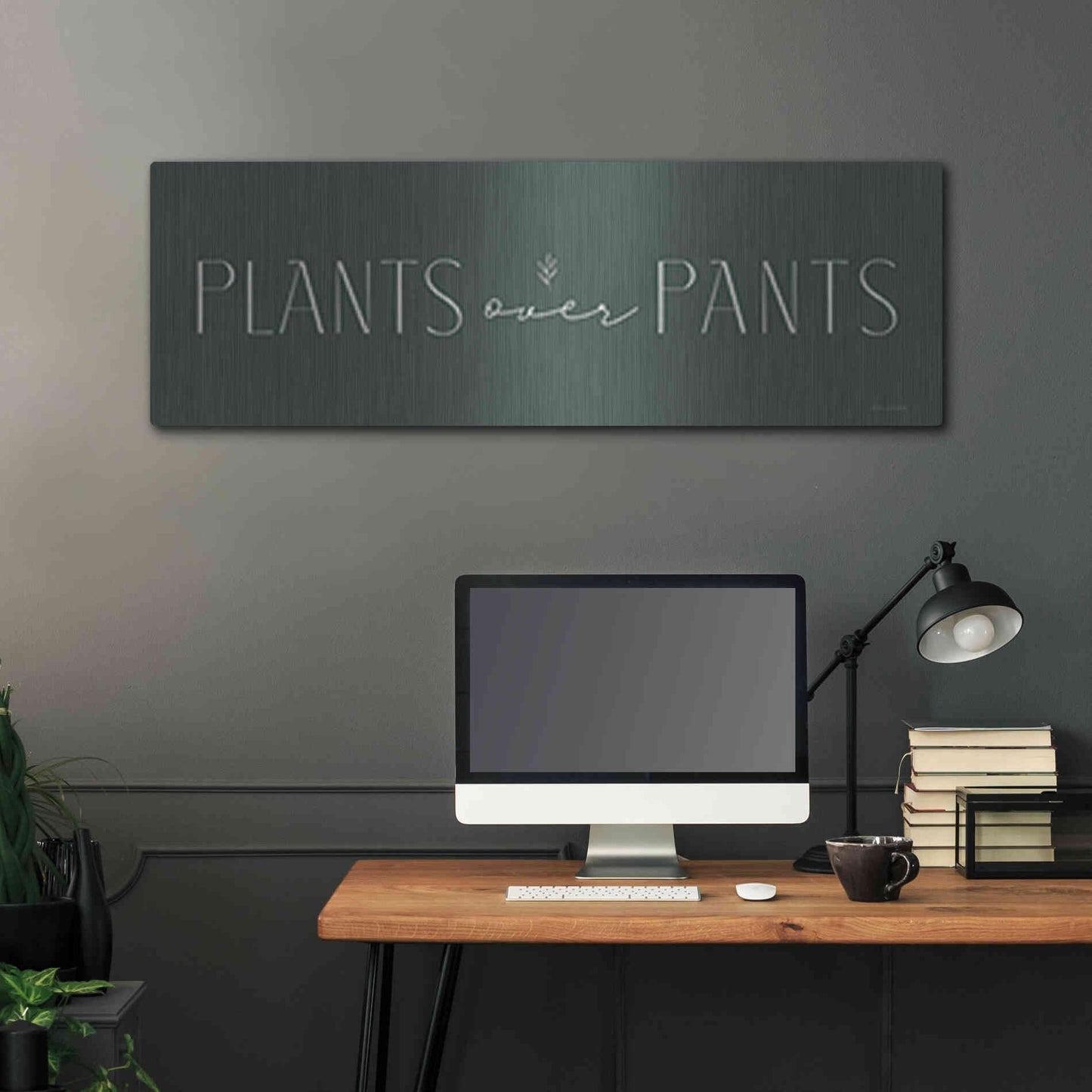 Luxe Metal Art 'Plants Over Pants' by Lady Louise Designs, Metal Wall Art,48x16