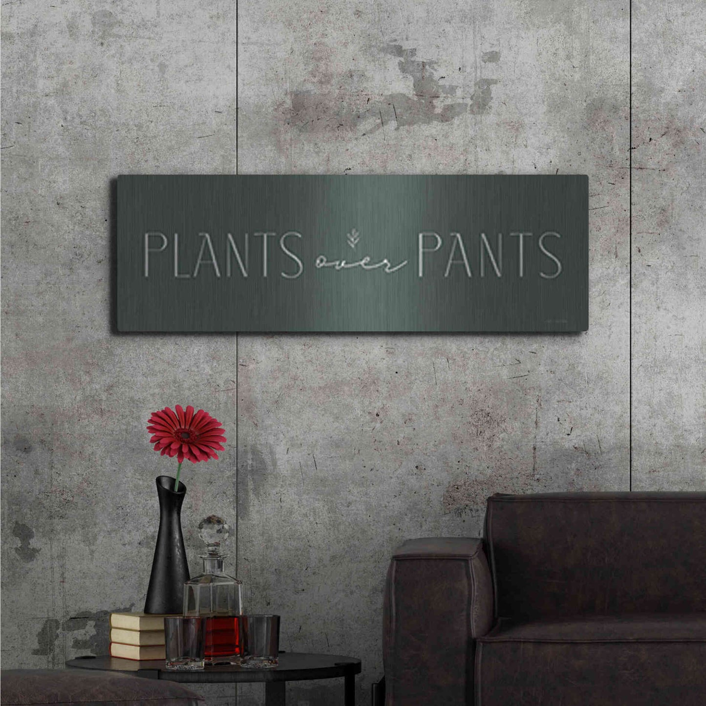 Luxe Metal Art 'Plants Over Pants' by Lady Louise Designs, Metal Wall Art,48x16