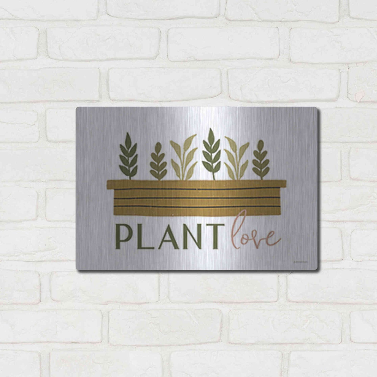 Luxe Metal Art 'Plant Love' by Lady Louise Designs, Metal Wall Art,16x12