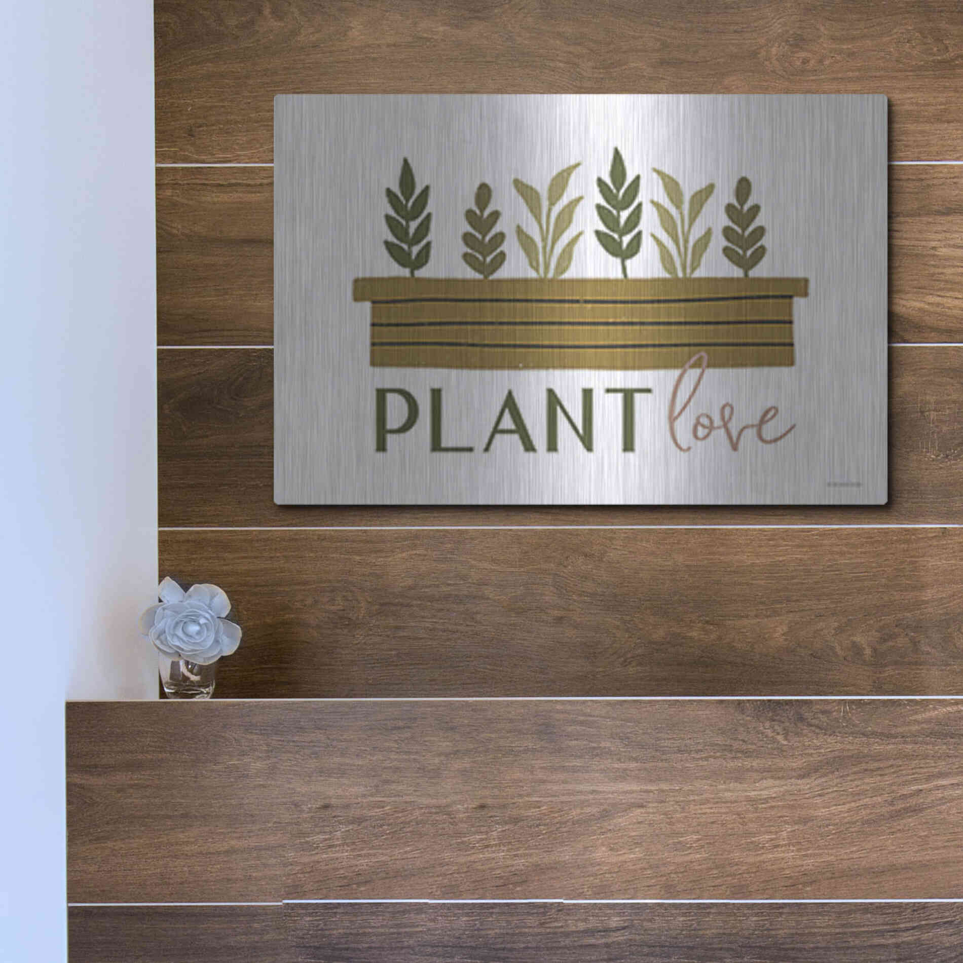 Luxe Metal Art 'Plant Love' by Lady Louise Designs, Metal Wall Art,16x12