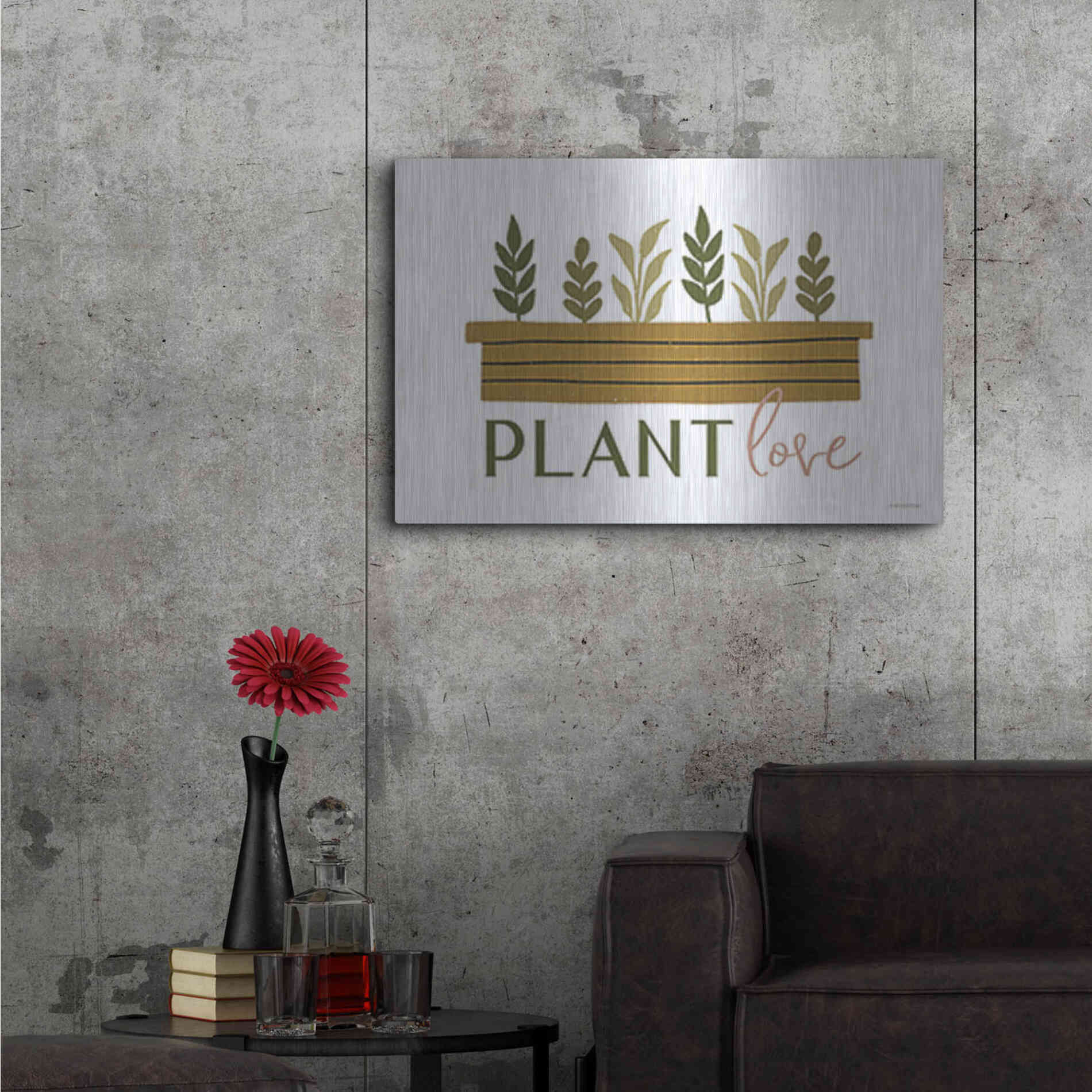 Luxe Metal Art 'Plant Love' by Lady Louise Designs, Metal Wall Art,36x24