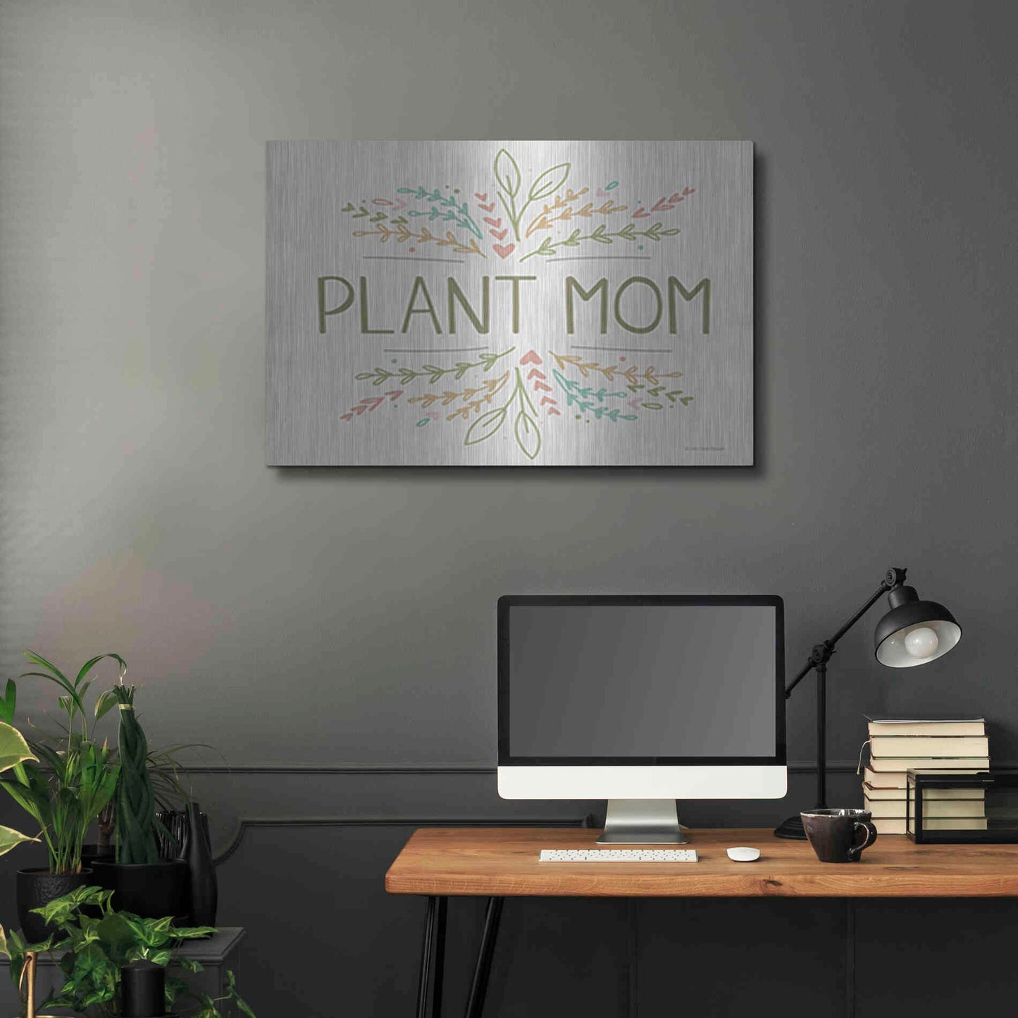 Luxe Metal Art 'Plant Mom' by Lady Louise Designs, Metal Wall Art,36x24