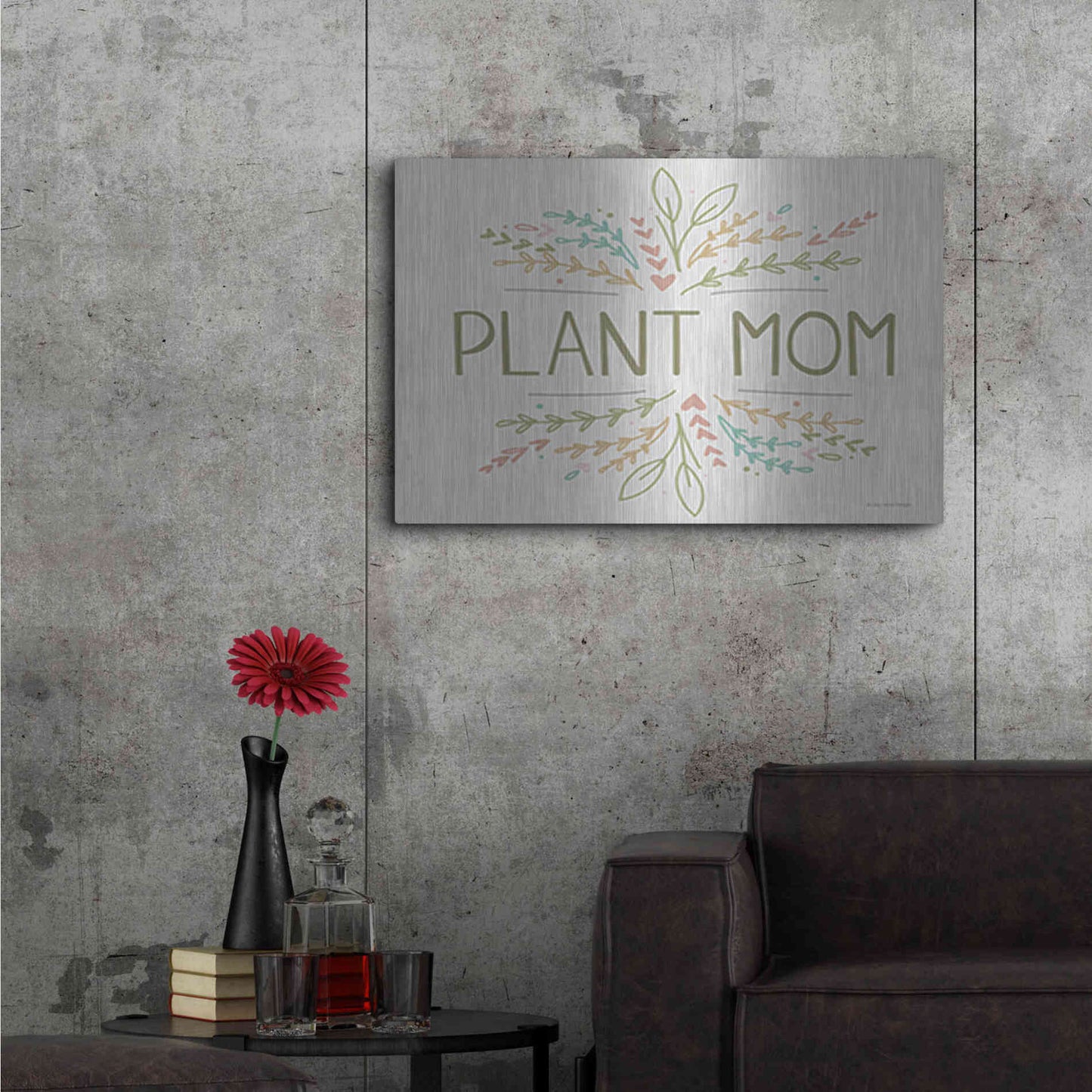 Luxe Metal Art 'Plant Mom' by Lady Louise Designs, Metal Wall Art,36x24