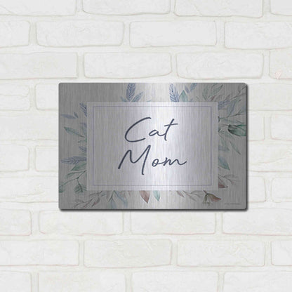 Luxe Metal Art 'Cat Mom' by Lady Louise Designs, Metal Wall Art,16x12