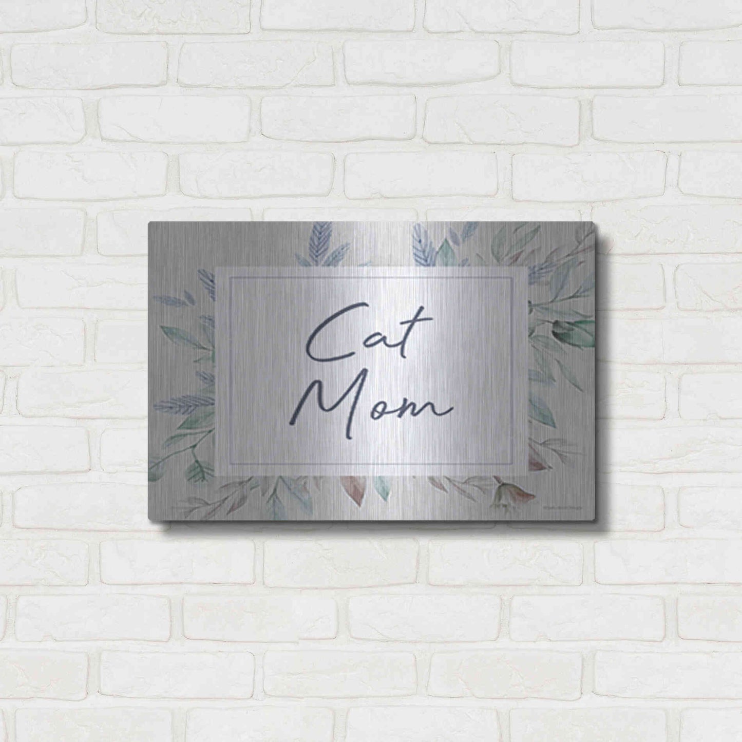 Luxe Metal Art 'Cat Mom' by Lady Louise Designs, Metal Wall Art,24x16