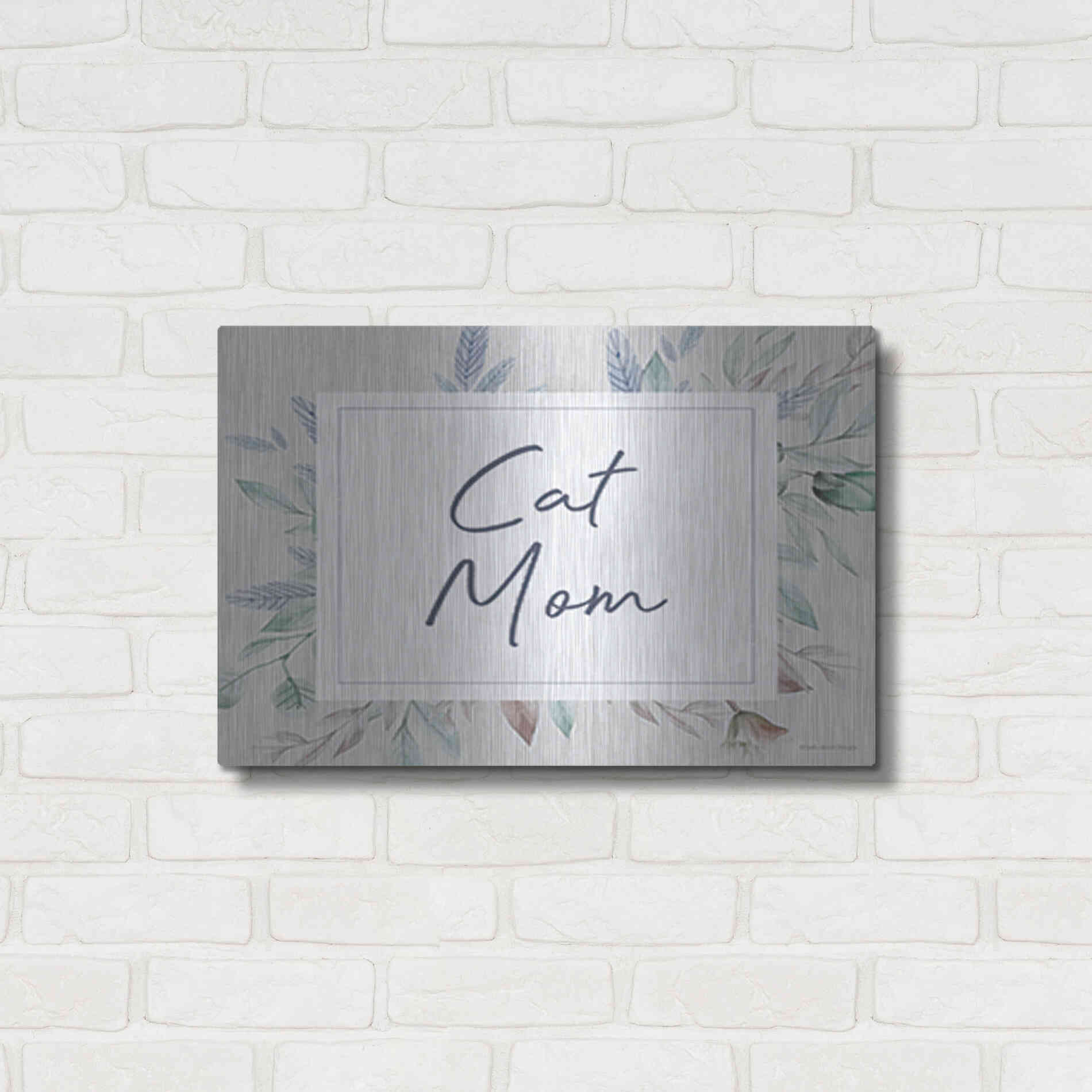 Luxe Metal Art 'Cat Mom' by Lady Louise Designs, Metal Wall Art,24x16