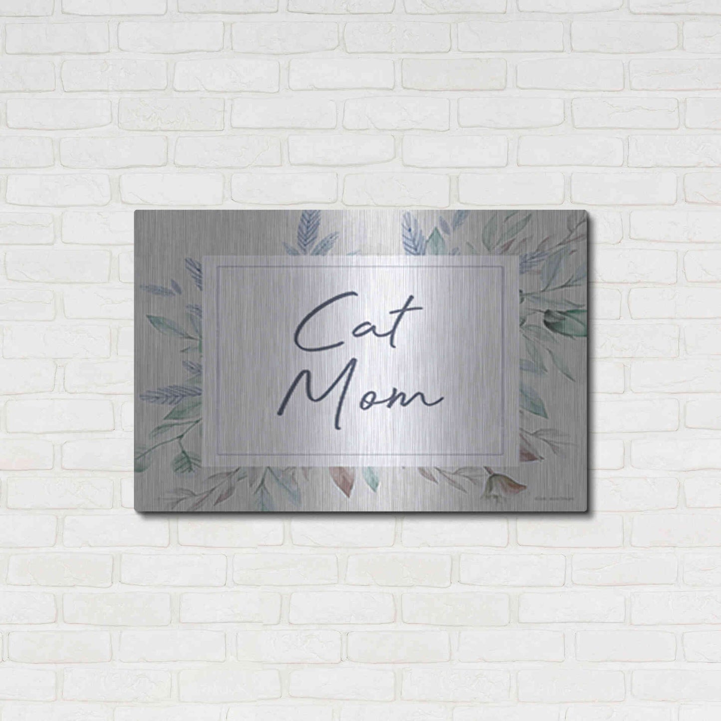 Luxe Metal Art 'Cat Mom' by Lady Louise Designs, Metal Wall Art,36x24