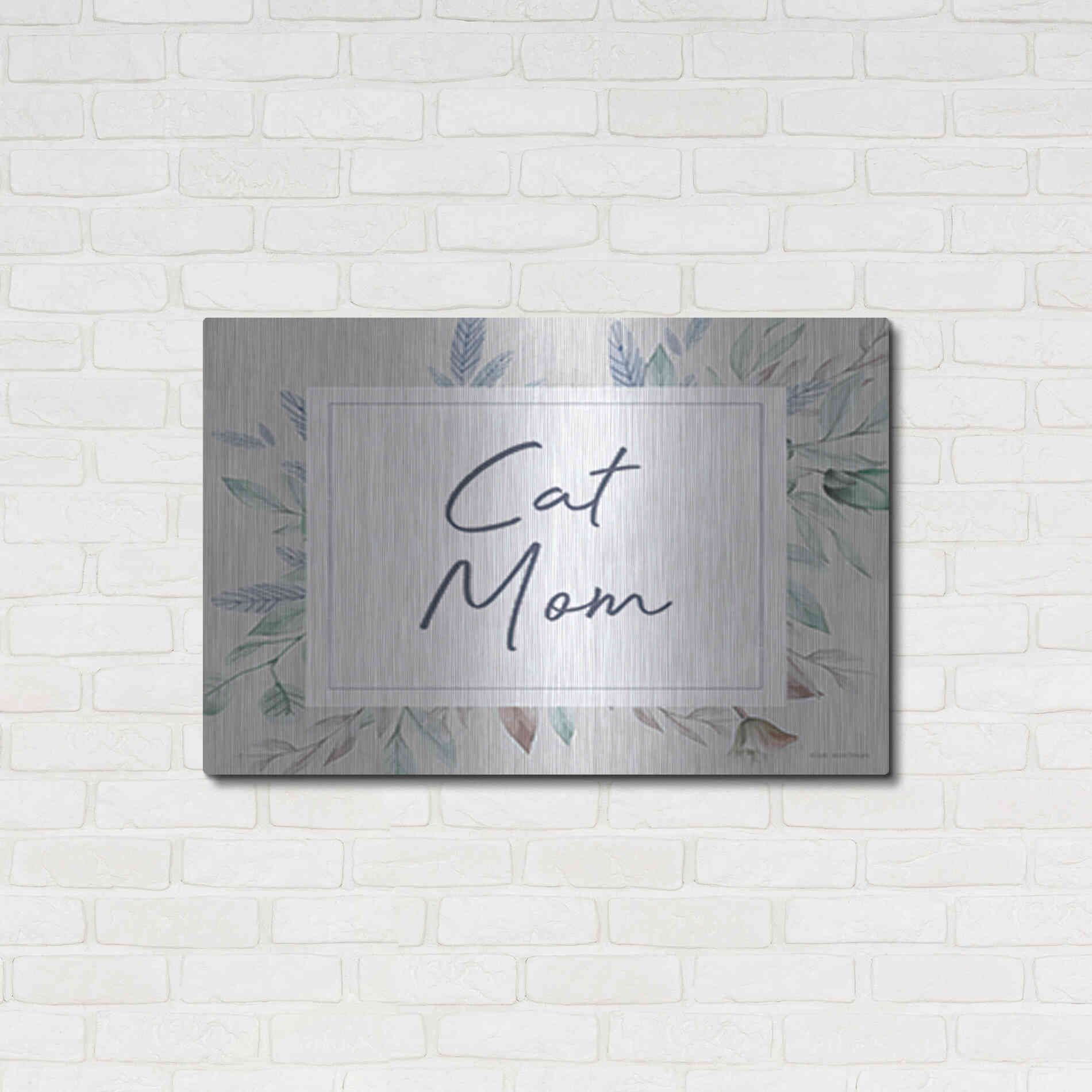 Luxe Metal Art 'Cat Mom' by Lady Louise Designs, Metal Wall Art,36x24