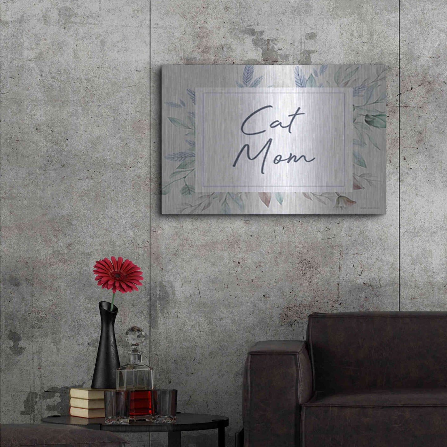 Luxe Metal Art 'Cat Mom' by Lady Louise Designs, Metal Wall Art,36x24