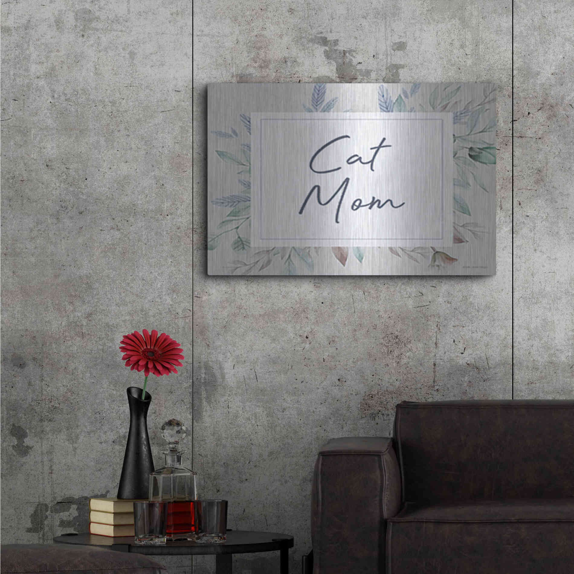 Luxe Metal Art 'Cat Mom' by Lady Louise Designs, Metal Wall Art,36x24