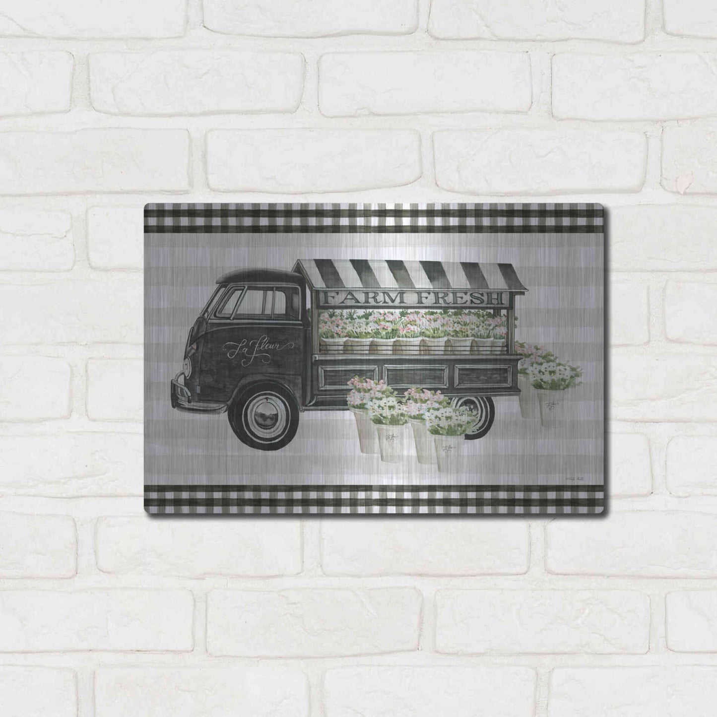 Luxe Metal Art 'Farm Fresh Flower Truck' by Cindy Jacobs, Metal Wall Art,16x12