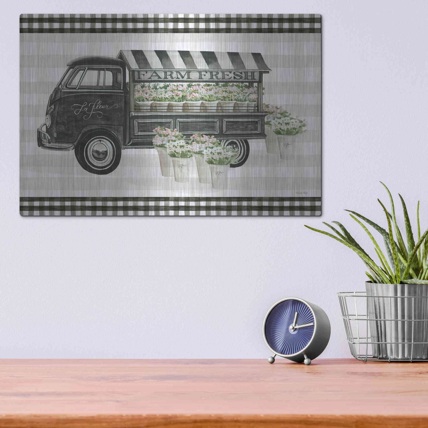 Luxe Metal Art 'Farm Fresh Flower Truck' by Cindy Jacobs, Metal Wall Art,16x12