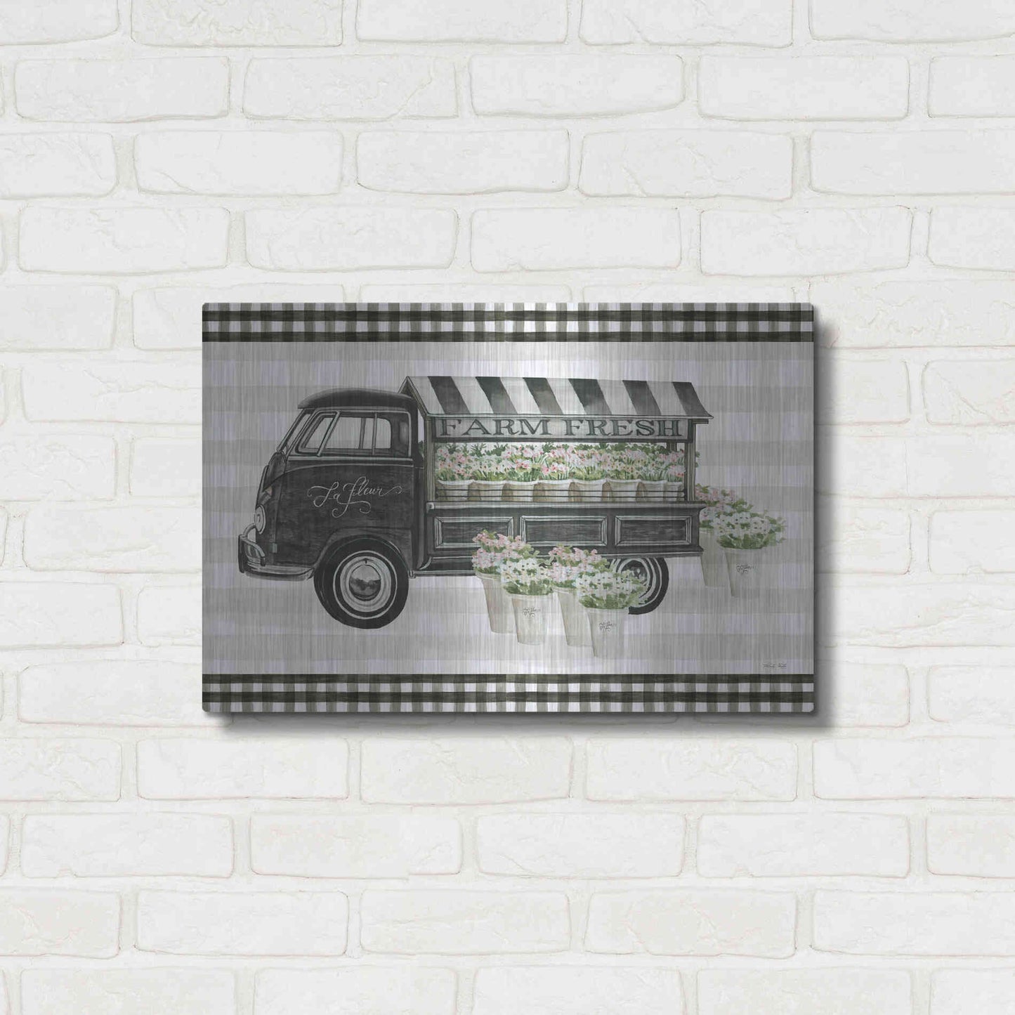 Luxe Metal Art 'Farm Fresh Flower Truck' by Cindy Jacobs, Metal Wall Art,24x16