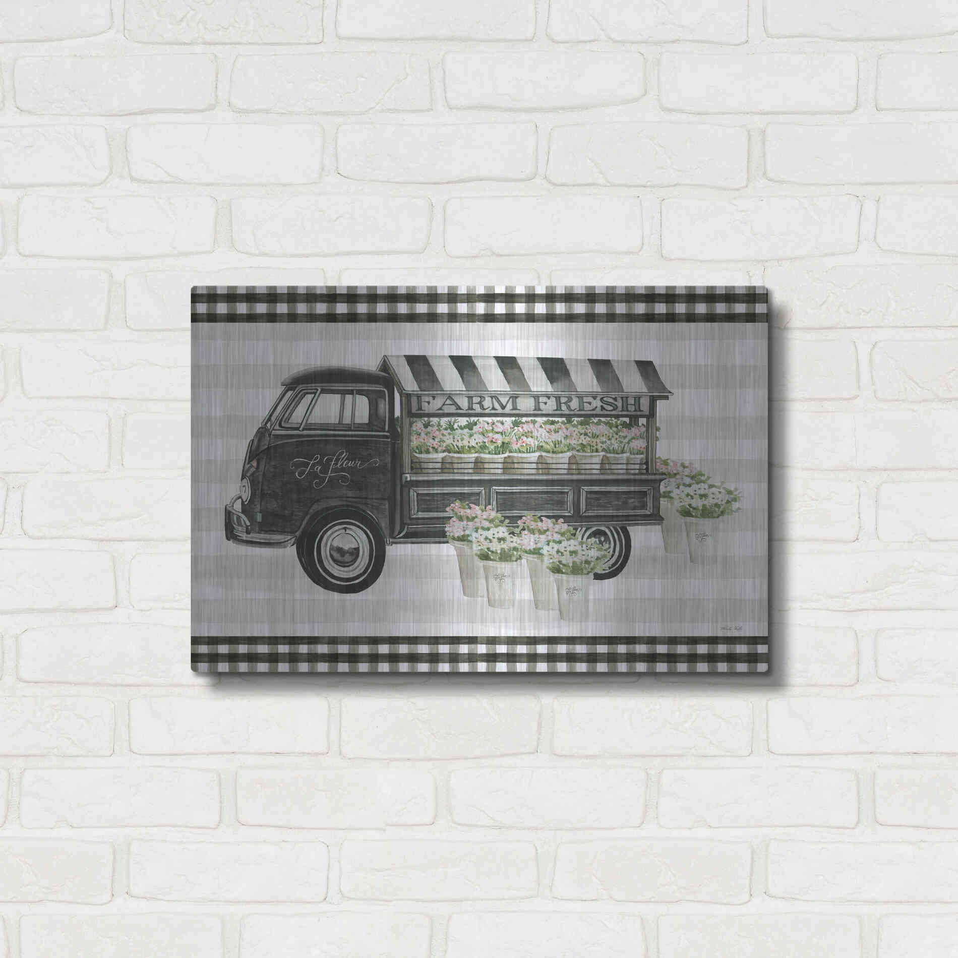 Luxe Metal Art 'Farm Fresh Flower Truck' by Cindy Jacobs, Metal Wall Art,24x16