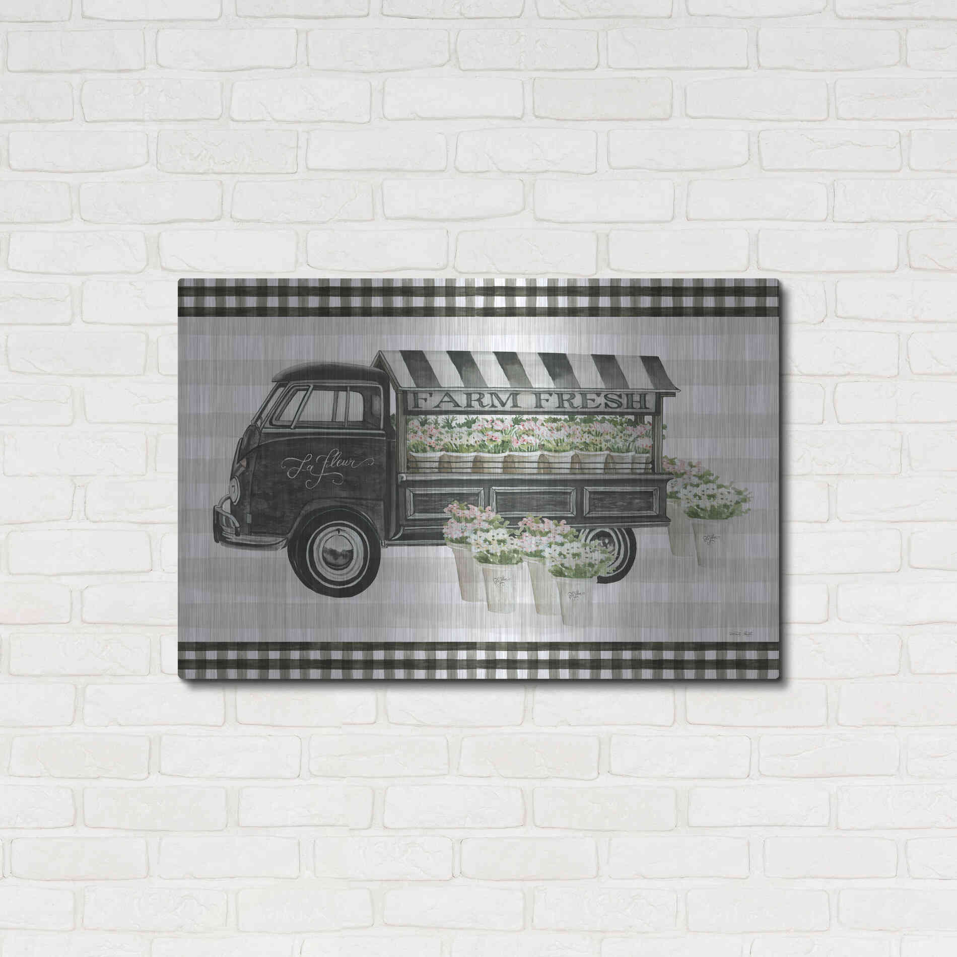 Luxe Metal Art 'Farm Fresh Flower Truck' by Cindy Jacobs, Metal Wall Art,36x24