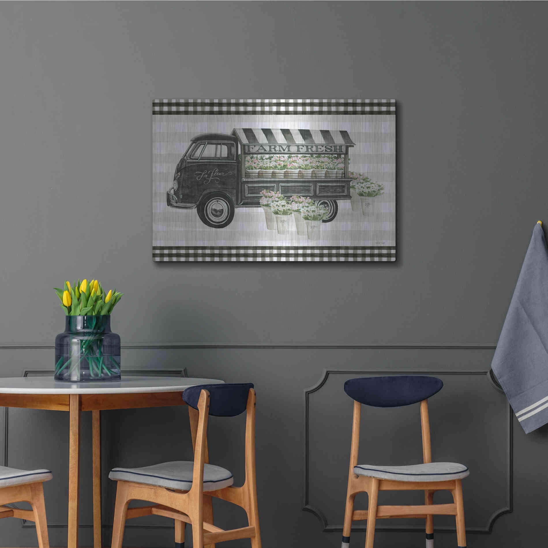 Luxe Metal Art 'Farm Fresh Flower Truck' by Cindy Jacobs, Metal Wall Art,36x24